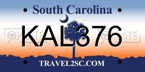KAL376 South Carolina License Plate