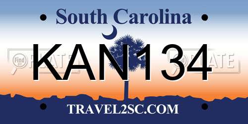 KAN134 South Carolina License Plate