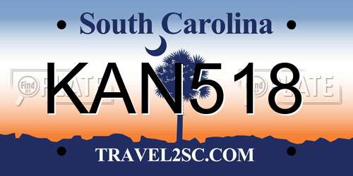 KAN518 South Carolina License Plate