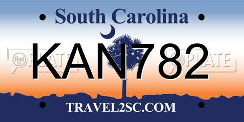 KAN782 South Carolina License Plate