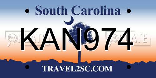 KAN974 South Carolina License Plate