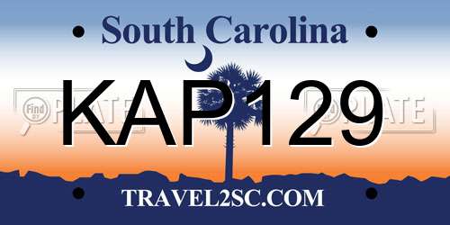 KAP129 South Carolina License Plate