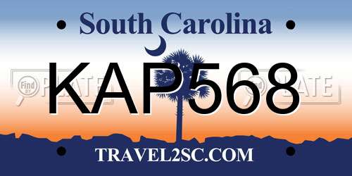 KAP568 South Carolina License Plate