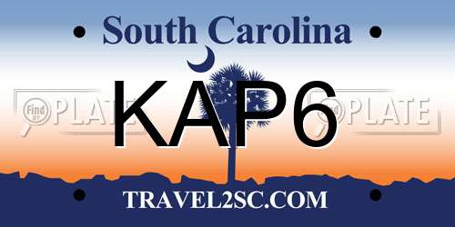 KAP6 South Carolina License Plate