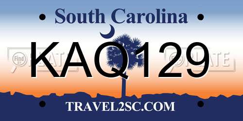 KAQ129 South Carolina License Plate