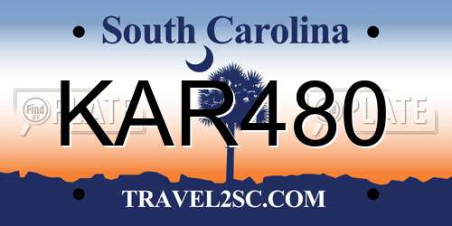 KAR480 South Carolina License Plate