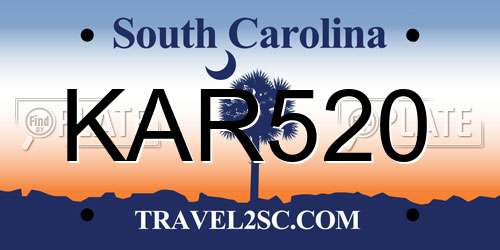 KAR520 South Carolina License Plate