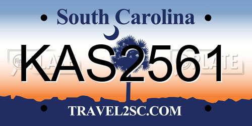 KAS2561 South Carolina License Plate