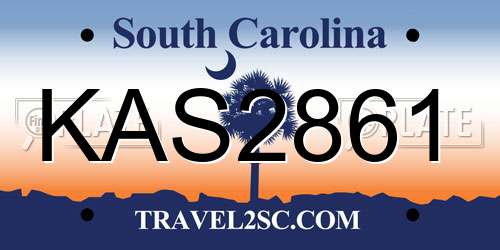 KAS2861 South Carolina License Plate