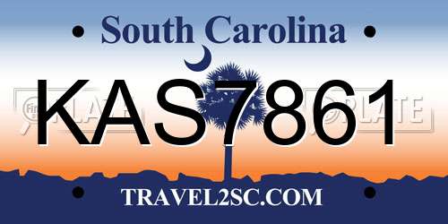 KAS7861 South Carolina License Plate