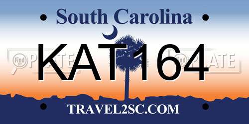 KAT164 South Carolina License Plate