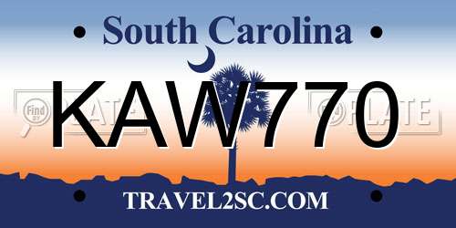 KAW770 South Carolina License Plate