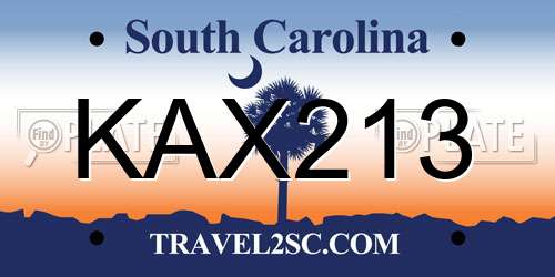 KAX213 South Carolina License Plate