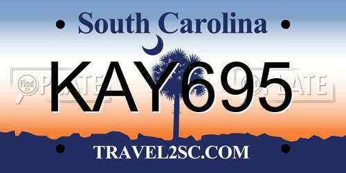 KAY695 South Carolina License Plate