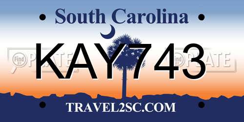 KAY743 South Carolina License Plate