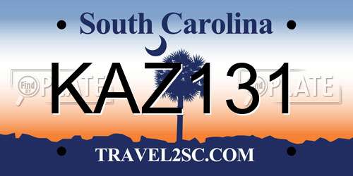 KAZ131 South Carolina License Plate
