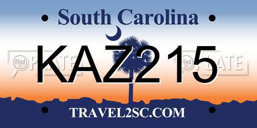 KAZ215 South Carolina License Plate