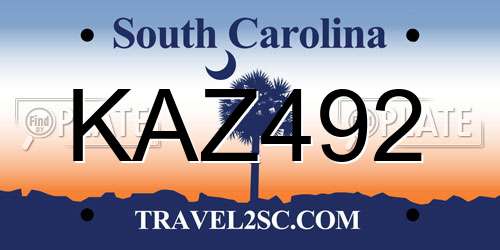 KAZ492 South Carolina License Plate