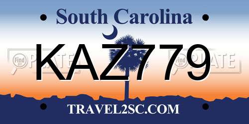 KAZ779 South Carolina License Plate