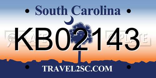 KB02143 South Carolina License Plate