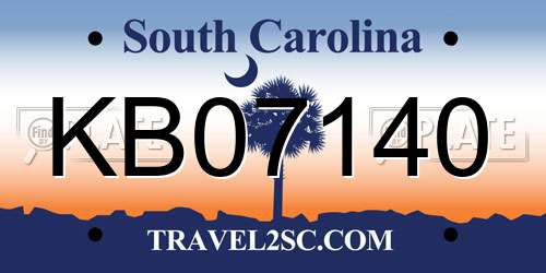 KB07140 South Carolina License Plate