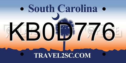 KB0D776 South Carolina License Plate