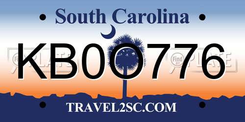KB0O776 South Carolina License Plate