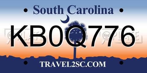 KB0Q776 South Carolina License Plate