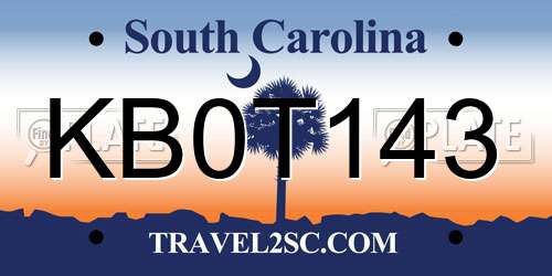KB0T143 South Carolina License Plate