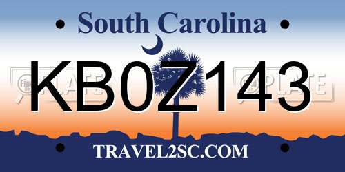 KB0Z143 South Carolina License Plate