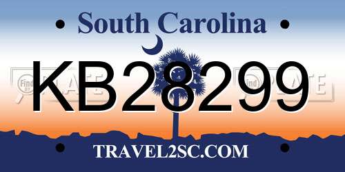 KB28299 South Carolina License Plate