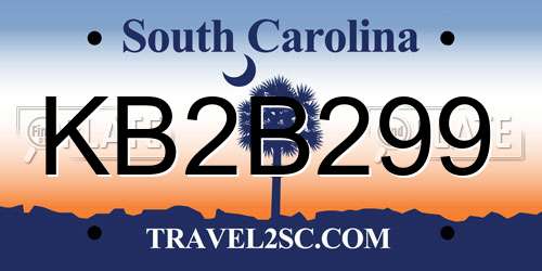 KB2B299 South Carolina License Plate