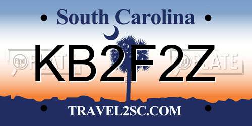 KB2F2Z South Carolina License Plate