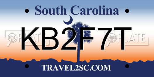 KB2F7T South Carolina License Plate