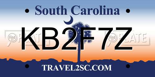 KB2F7Z South Carolina License Plate