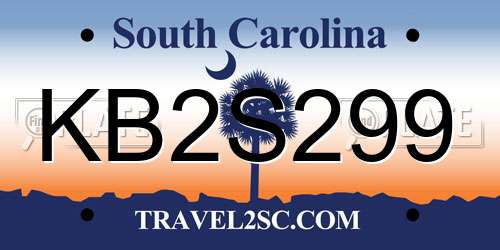 KB2S299 South Carolina License Plate