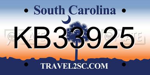 KB33925 South Carolina License Plate