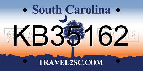 KB35162 South Carolina License Plate