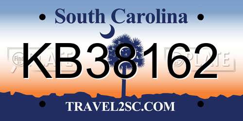 KB38162 South Carolina License Plate