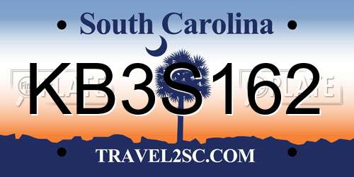 KB3S162 South Carolina License Plate