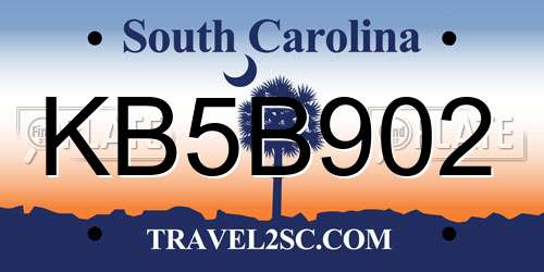KB5B902 South Carolina License Plate