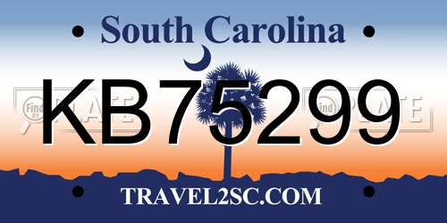 KB75299 South Carolina License Plate
