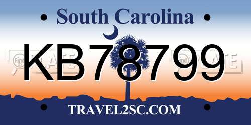 KB78799 South Carolina License Plate