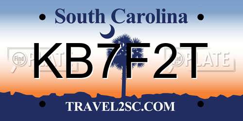 KB7F2T South Carolina License Plate