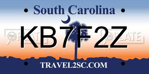 KB7F2Z South Carolina License Plate
