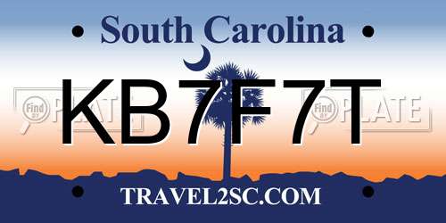 KB7F7T South Carolina License Plate