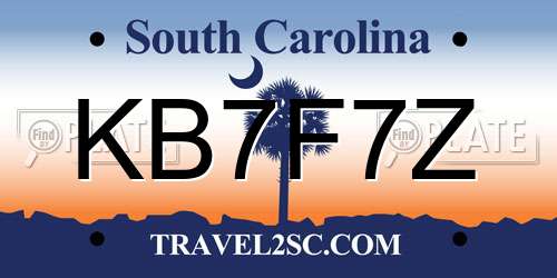 KB7F7Z South Carolina License Plate