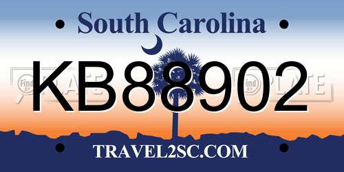 KB88902 South Carolina License Plate
