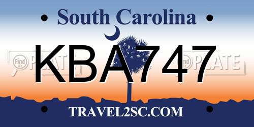 KBA747 South Carolina License Plate