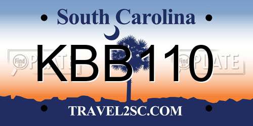KBB110 South Carolina License Plate